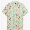 Button-Up Tops * | Her Universe Disney Peter Pan Tinker Bell Floral Women'S Oversized Woven Button-Up Boxlunch Exclusive