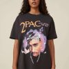 Graphic T-Shirts * | Cotton On Women The Oversized Hip Hop Tee Lcn Br Tupac All Eyez On Me/Washed Black