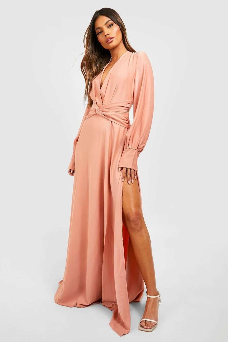 Maxi Dresses * | Satin Twist Front Maxi Bridesmaid Dress