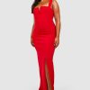 Maxi Dresses * | Plus V Bar Square Neck Split Maxi Dress