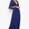 Maxi Dresses * | Pleated Cape Detail Bridesmaid Maxi Dress