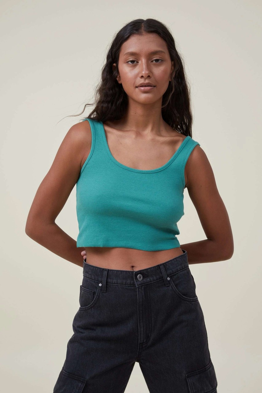 Tanks & Camis * | Cotton On Women The One Organic Rib Crop Tank