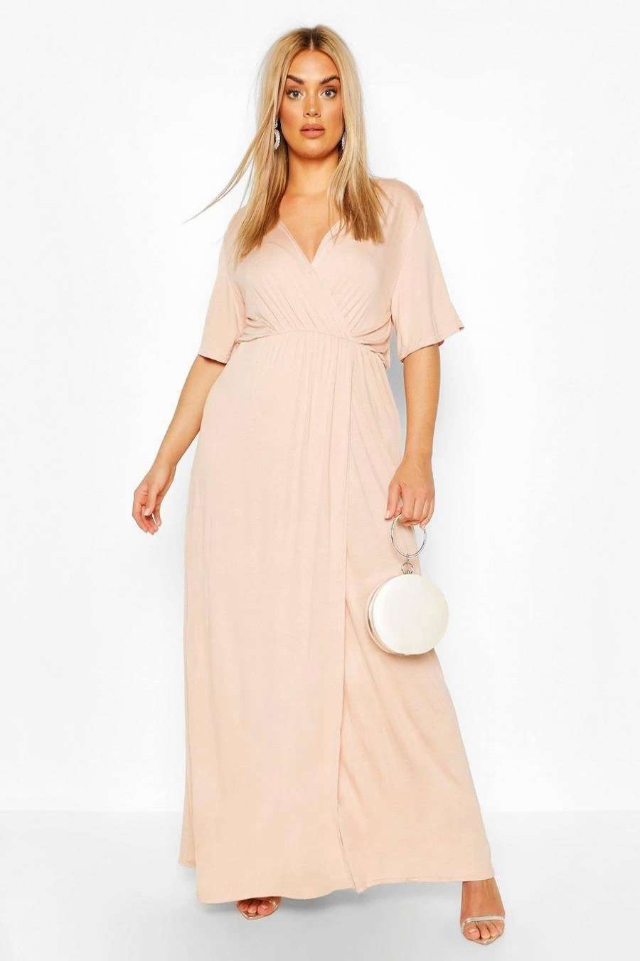 Maxi Dresses * | Plus Angel Sleeve Wrap Maxi Dress