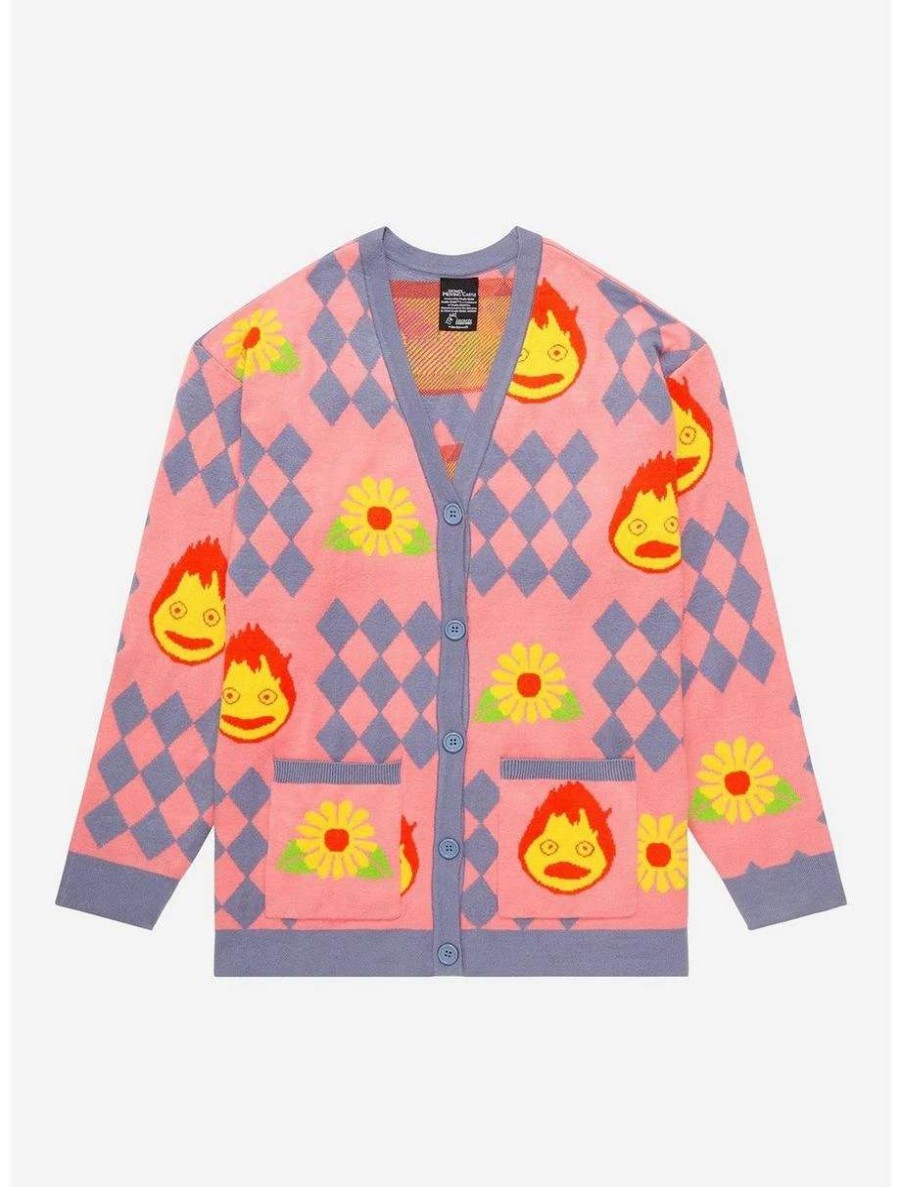 Cardigans * | Studio Ghibli Howl'S Moving Castle Howl'S Diamonds & Calcifer Cardigan Boxlunch Exclusive