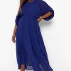 Maxi Dresses * | Plus Pleated Puff Sleeve Midaxi Dress