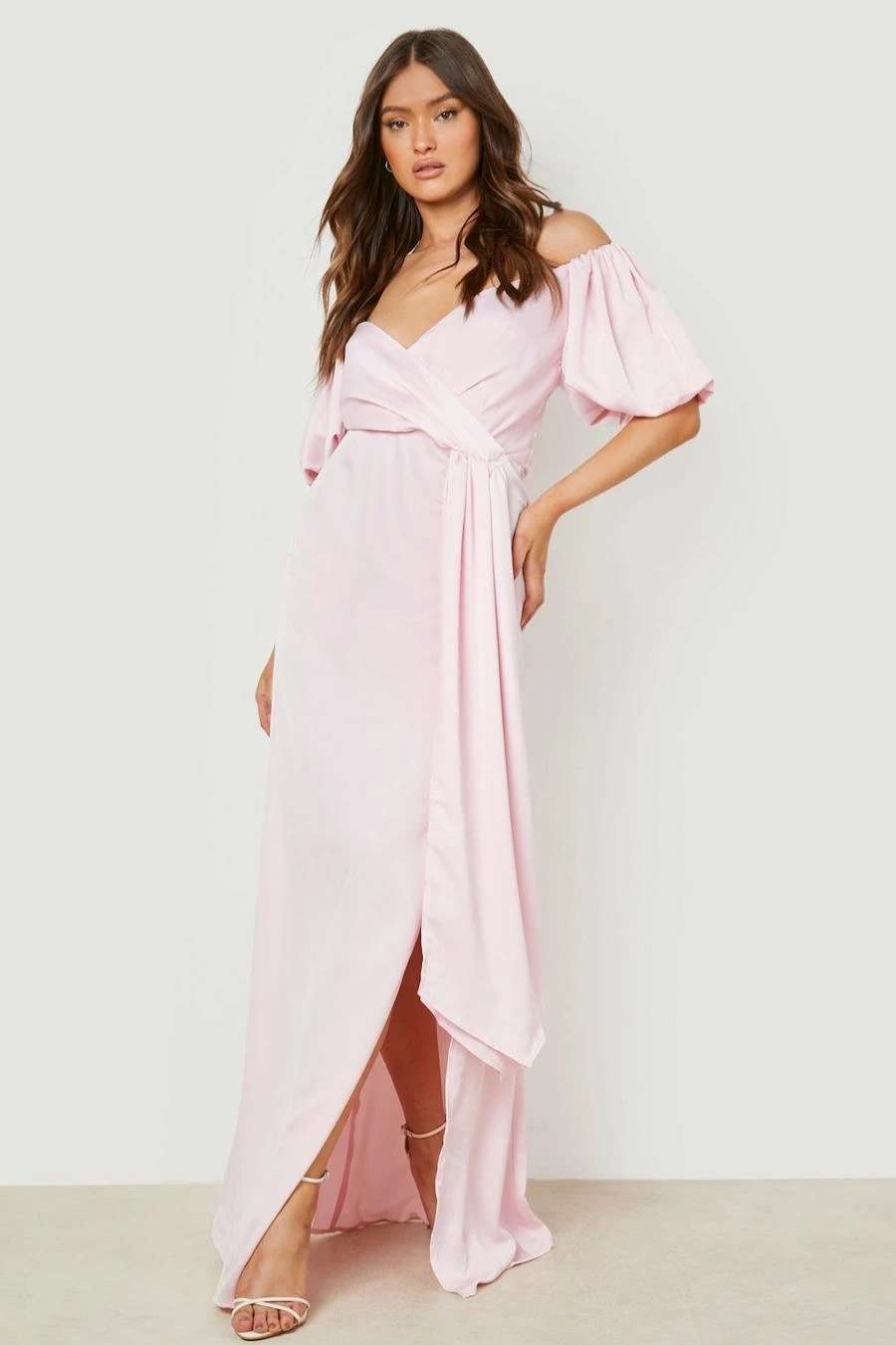 Maxi Dresses * | Off The Shoulder Puff Sleeve Maxi Dress