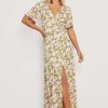 Maxi Dresses * | Floral Angel Sleeve Wrap Maxi Dress