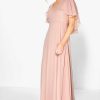 Maxi Dresses * | Chiffon Cape Sleeve Maxi Bridesmaid Dress