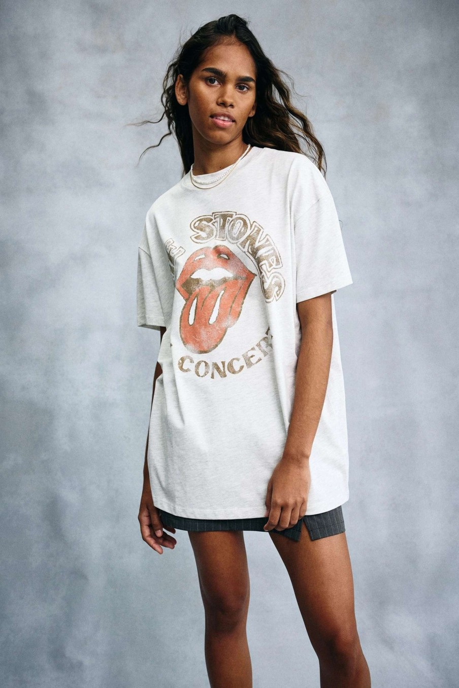 Graphic T-Shirts * | Cotton On Women Oversized Rolling Stones Music Tee