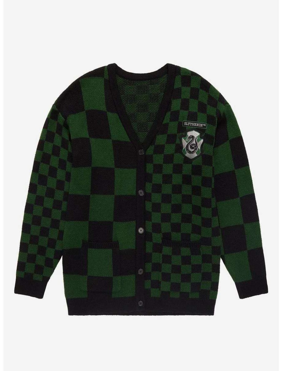 Cardigans * | Harry Potter Slytherin Checkered Women'S Cardigan Boxlunch Exclusive