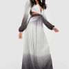 Maxi Dresses * | Metallic Cut Out Plunge Maxi Dress