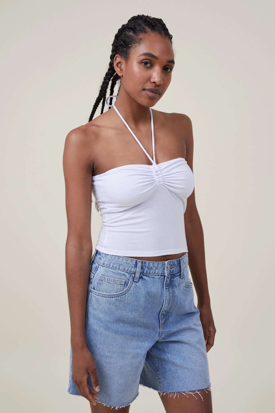 Tanks & Camis * | Cotton On Women Christie Rouched Front Halter Tube