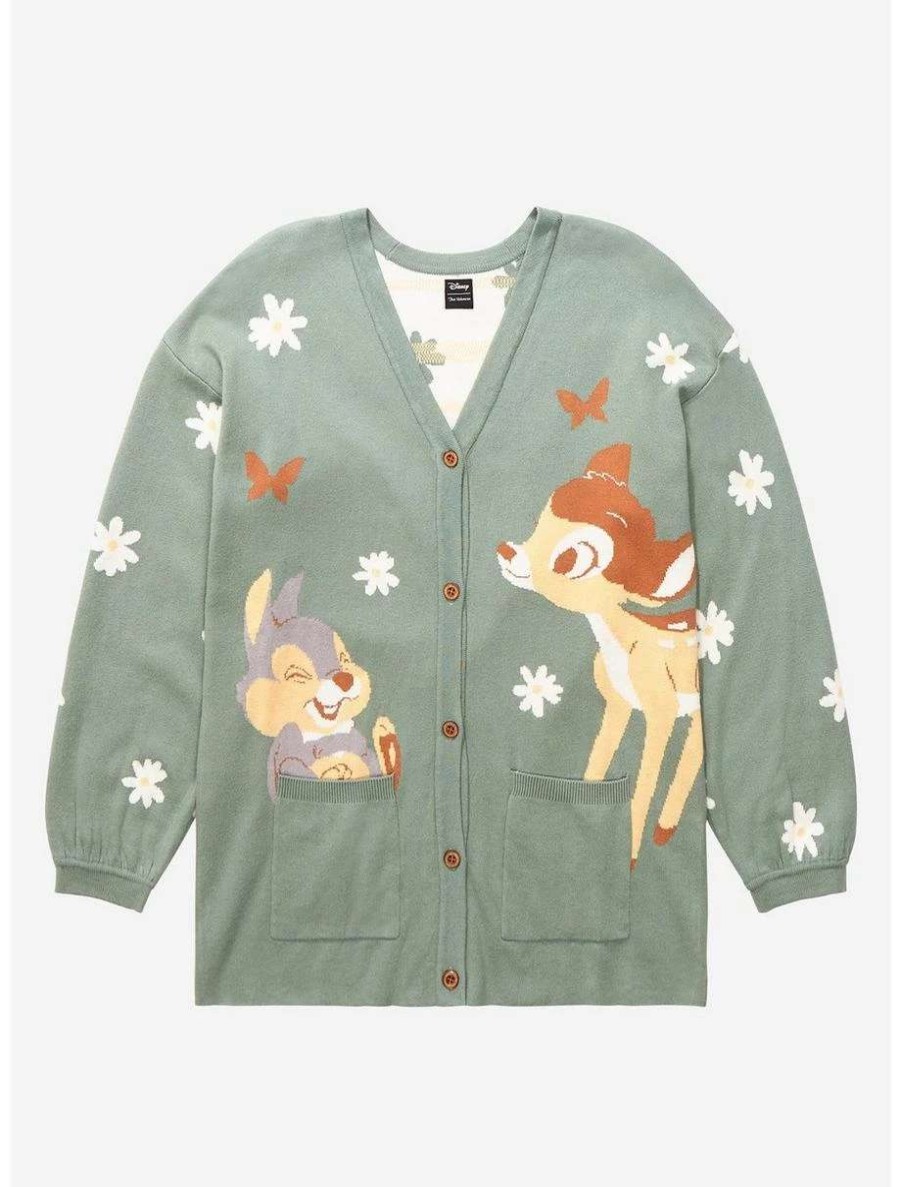 Cardigans * | Our Universe Disney Bambi 80Th Anniversary Thumper & Bambi Floral Women'S Cardigan Boxlunch Exclusive