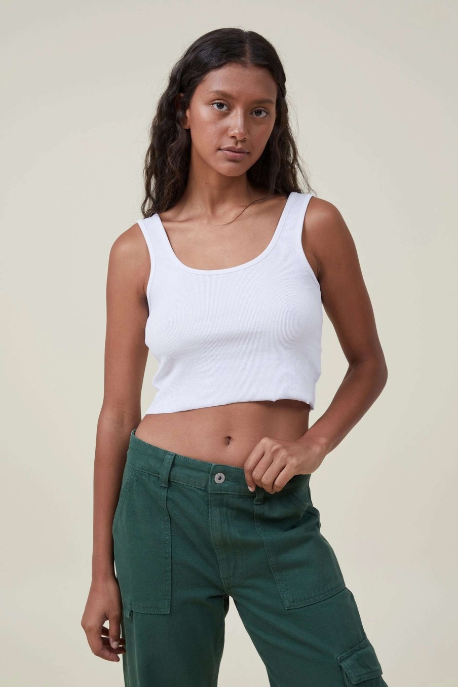 Tanks & Camis * | Cotton On Women The One Organic Rib Crop Tank