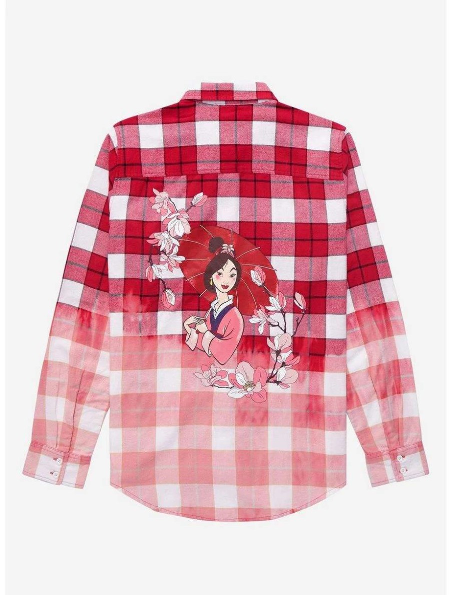 Button-Up Tops * | Disney Princess Mulan Portrait Dip-Dye Women'S Flannel Boxlunch Exclusive