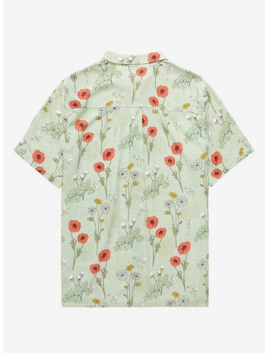 Button-Up Tops * | Her Universe Disney Peter Pan Tinker Bell Floral Plus Size Woven Button-Up Boxlunch Exclusive