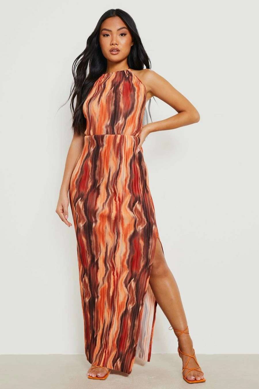 Maxi Dresses * | Petite Printed Plisse Maxi Dress