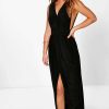 Maxi Dresses * | Petite Plunge Drape Maxi Dress