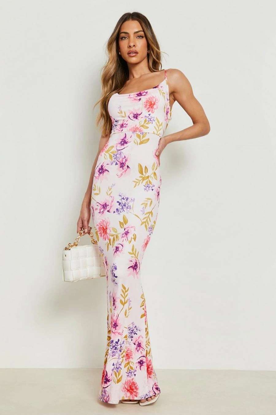 Maxi Dresses * | Slinky Cowl Neck Maxi Dress Floral Print